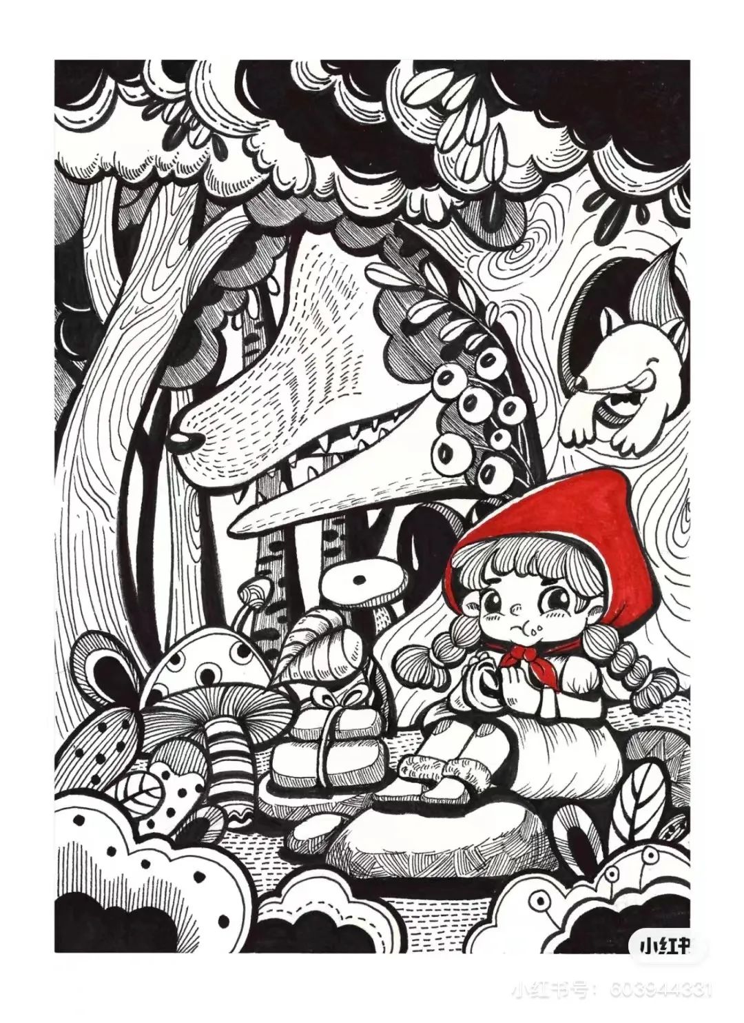 针管笔画线条练习,针管笔黑白装饰画线描