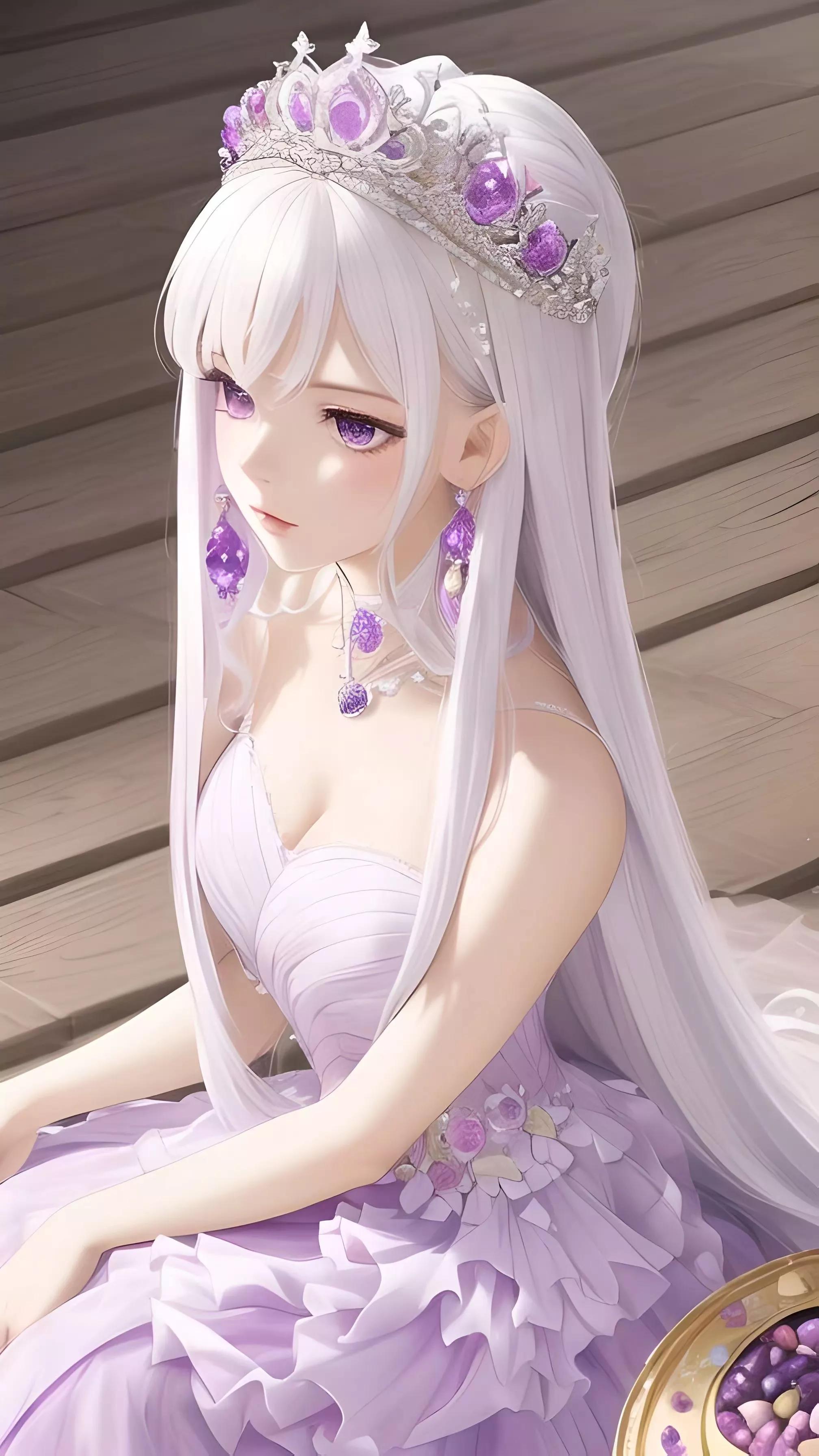 ai绘画国漫紫色礼服裙女神,二次元ai绘画美女壁纸