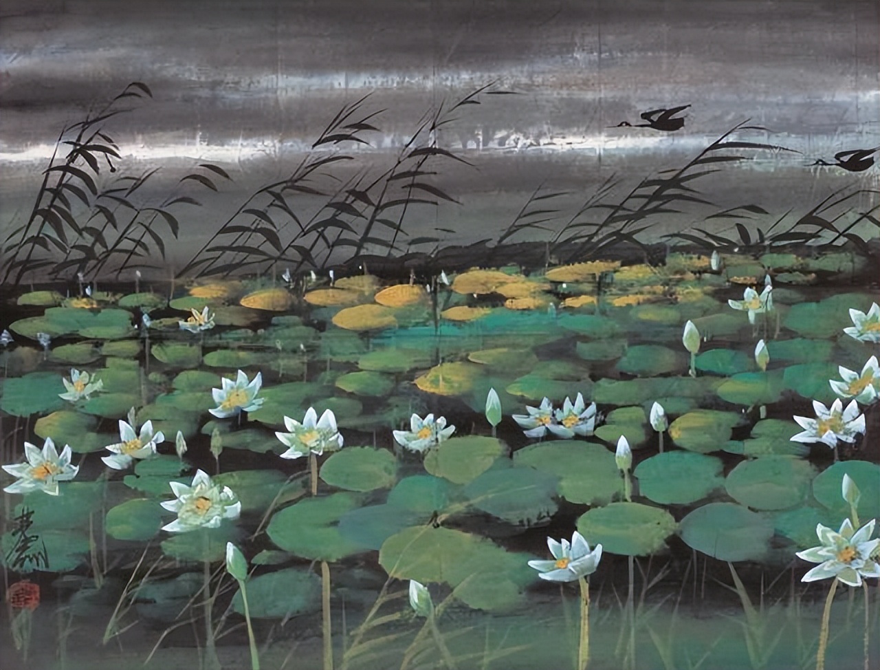 林风眠笔下的荷花有多少张,林风眠荷花