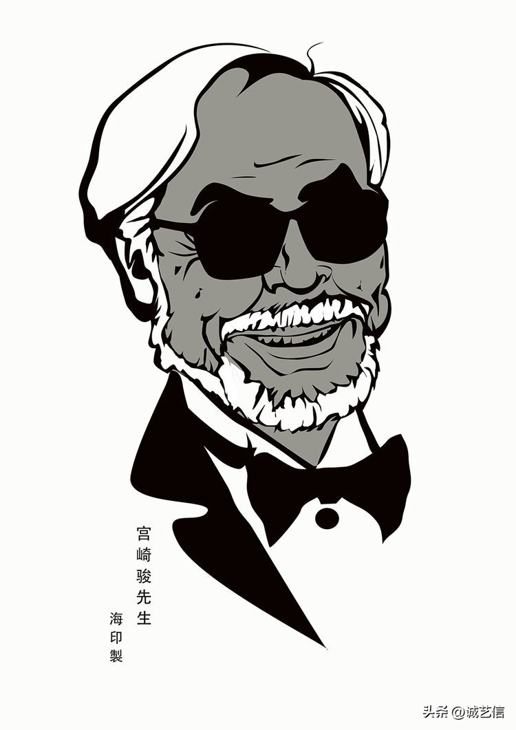 动画大师宫崎骏肖像漫画