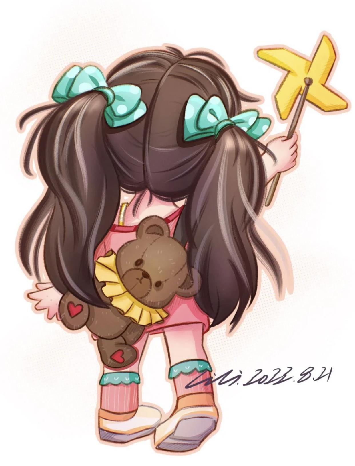 小清新豆豆眼小女孩插画,又凶又可爱的小女孩插画