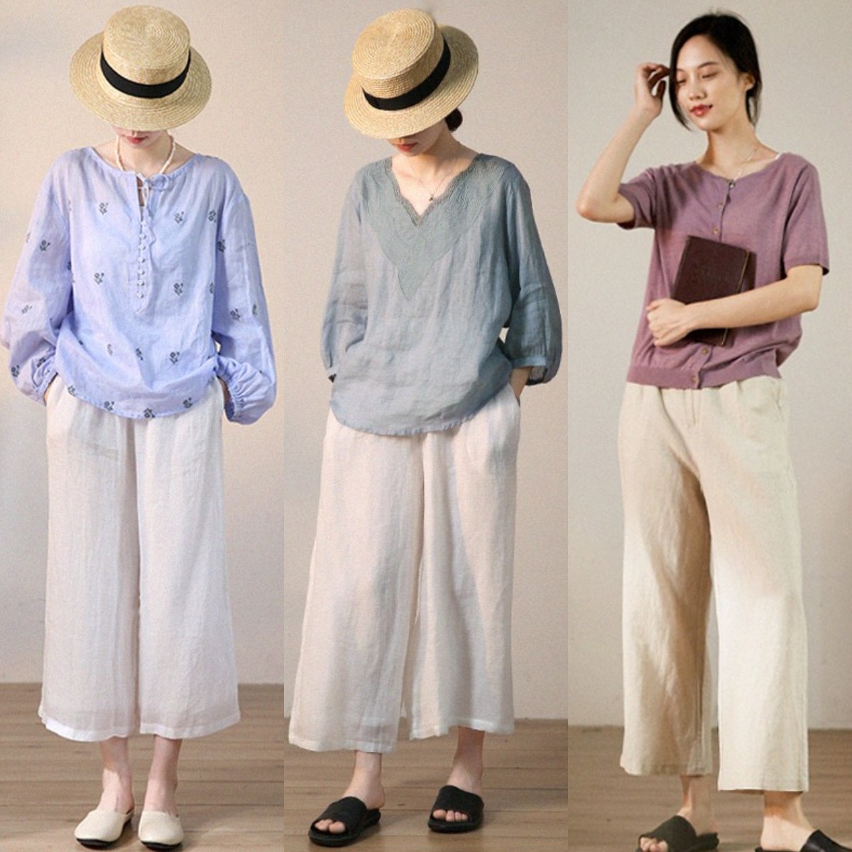 50岁中年女人穿阔腿裤,50岁女人穿阔腿裤搭配什么上衣