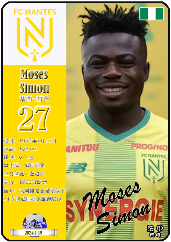 球星卡（2023非洲杯）：尼日利亚男足球员名单