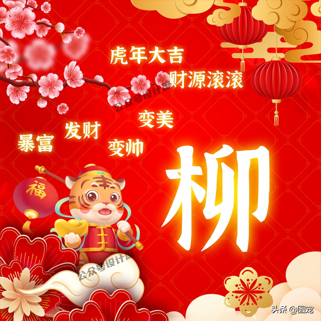 2023姓氏头像最新款虎年大吉,2022虎年姓氏头像好运霸气