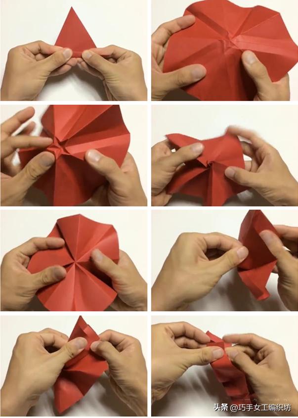 一张纸就能叠着的玫瑰,一张纸能折的红玫瑰花