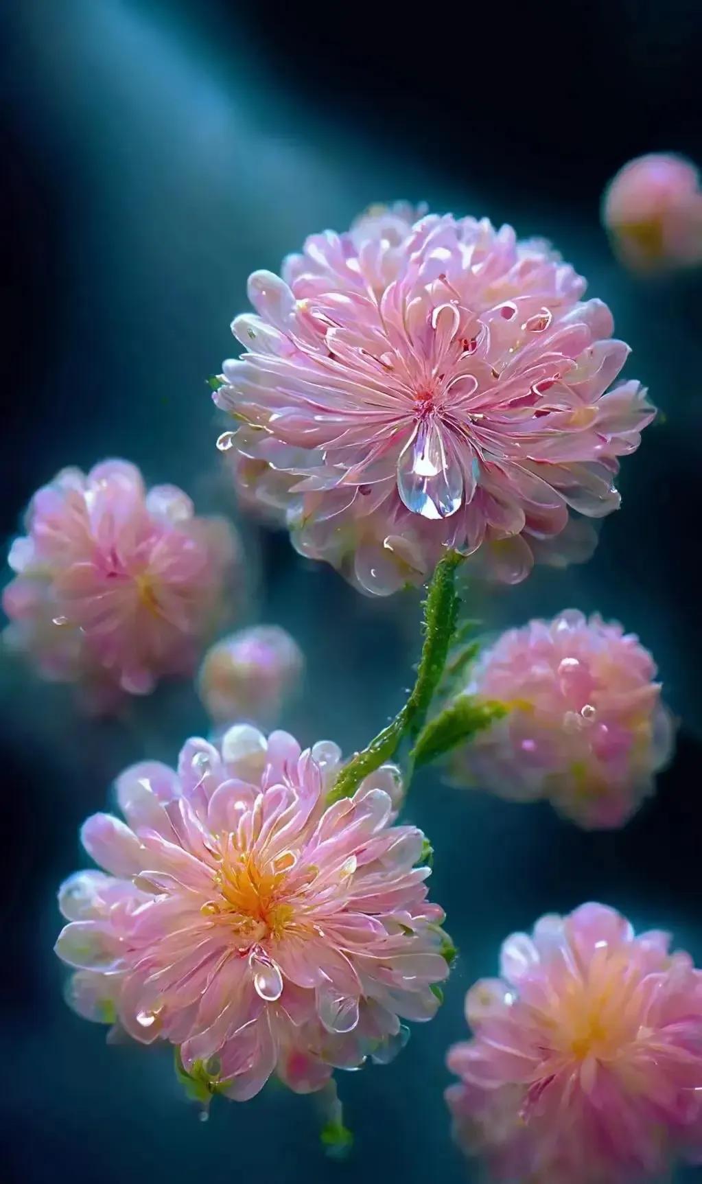 梦幻蓝色水晶花,梦幻玻璃水晶花