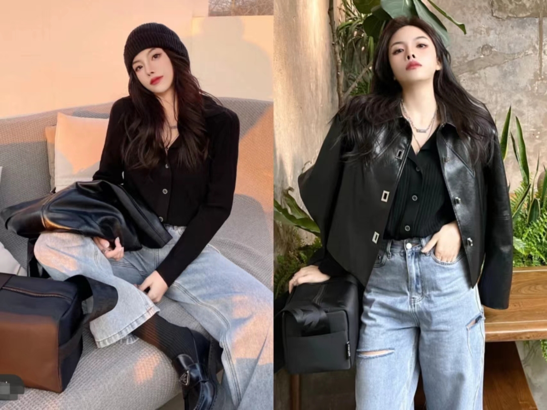 冬季黑色皮衣穿搭图片大全男,洋气黑色皮衣套装10岁