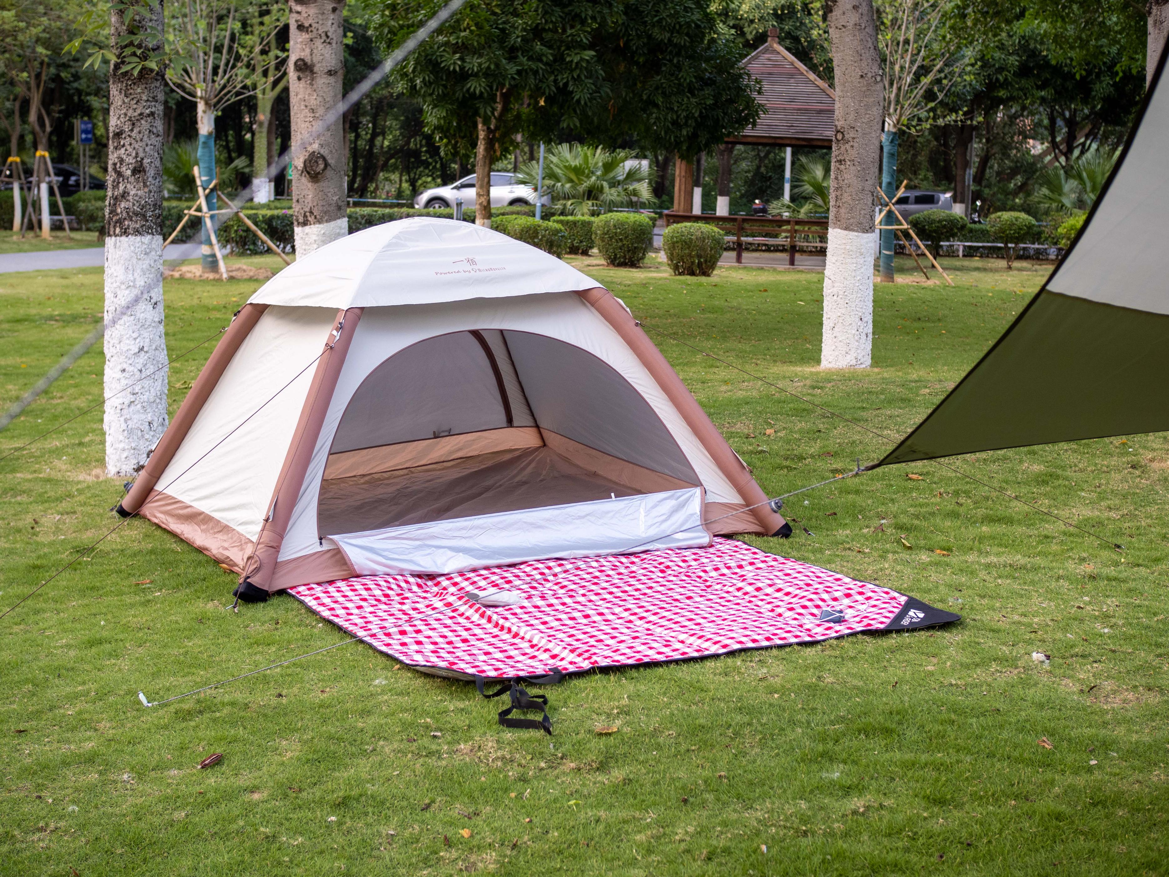 户外露营神器电动,自动充气帐篷露营体验