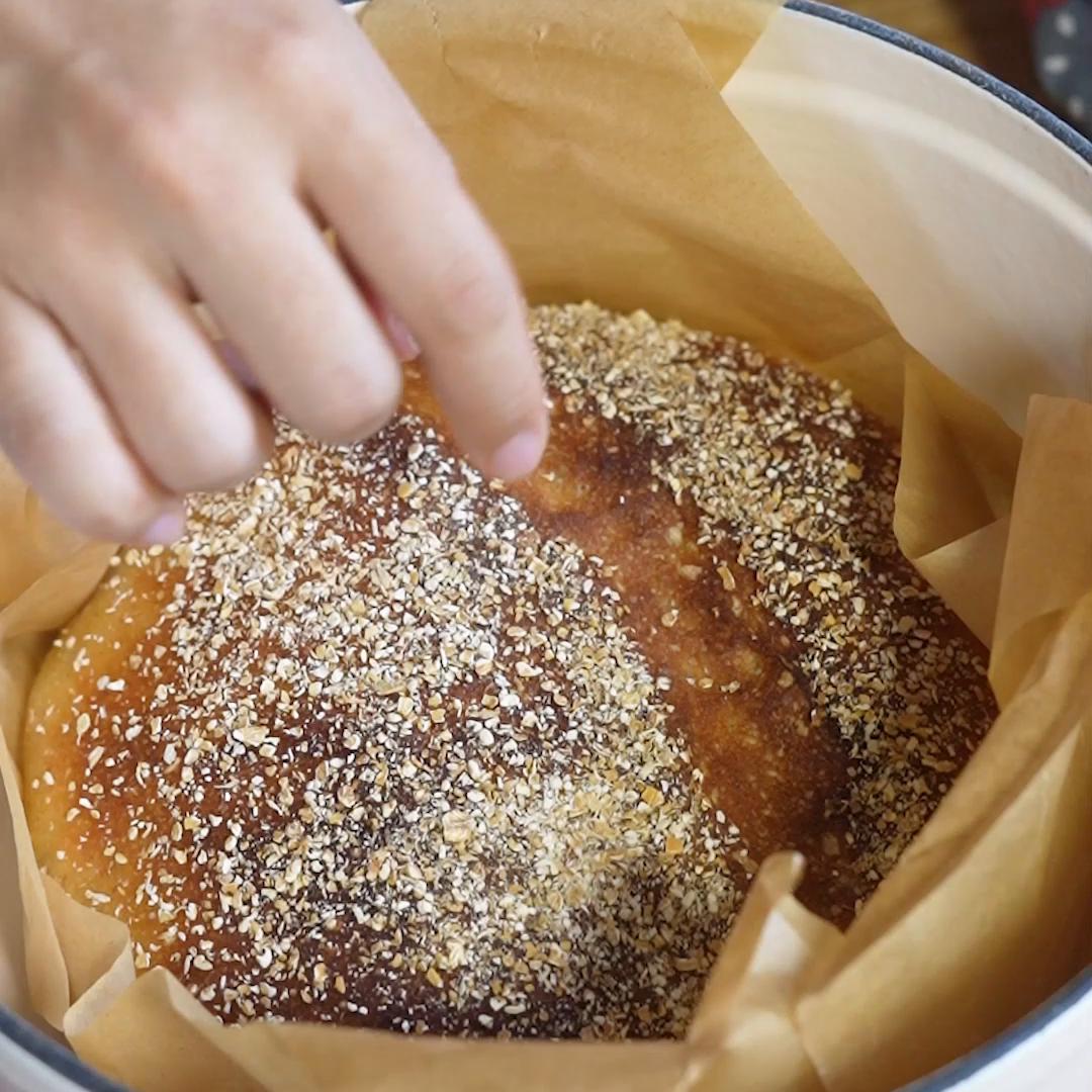 铸铁锅欧包全麦面包,全麦面包无糖无油欧包