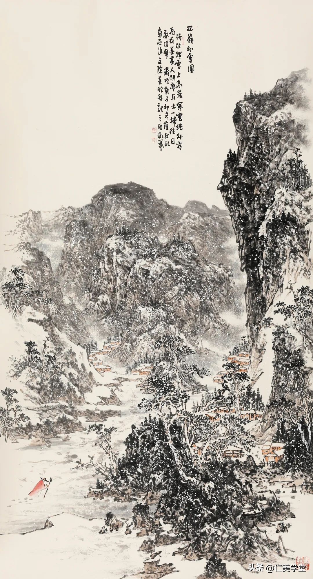 冬日雪景画法,冬季雪景松树的画法