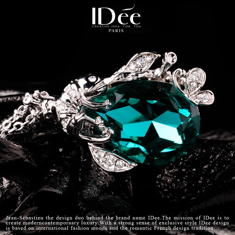 蓝宝石项链女款华丽,法国idee黑宝石项链女