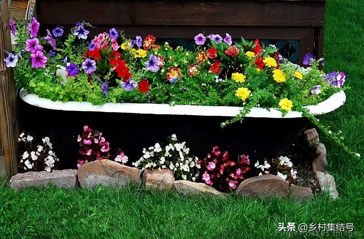 别墅庭院创意藤床,农村新型庭院花园设计图