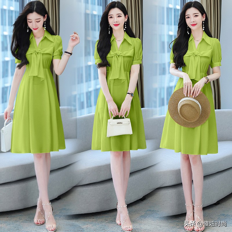 冬装甜美蝴蝶结气质显瘦连衣裙,气质翻领金丝绒显瘦蝴蝶结连衣裙