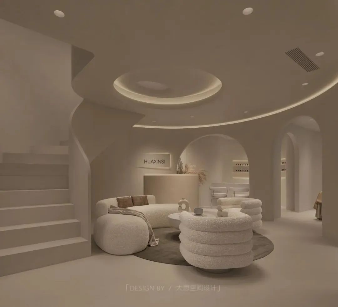 法式奶油风装修美容院,优雅净白空间设计