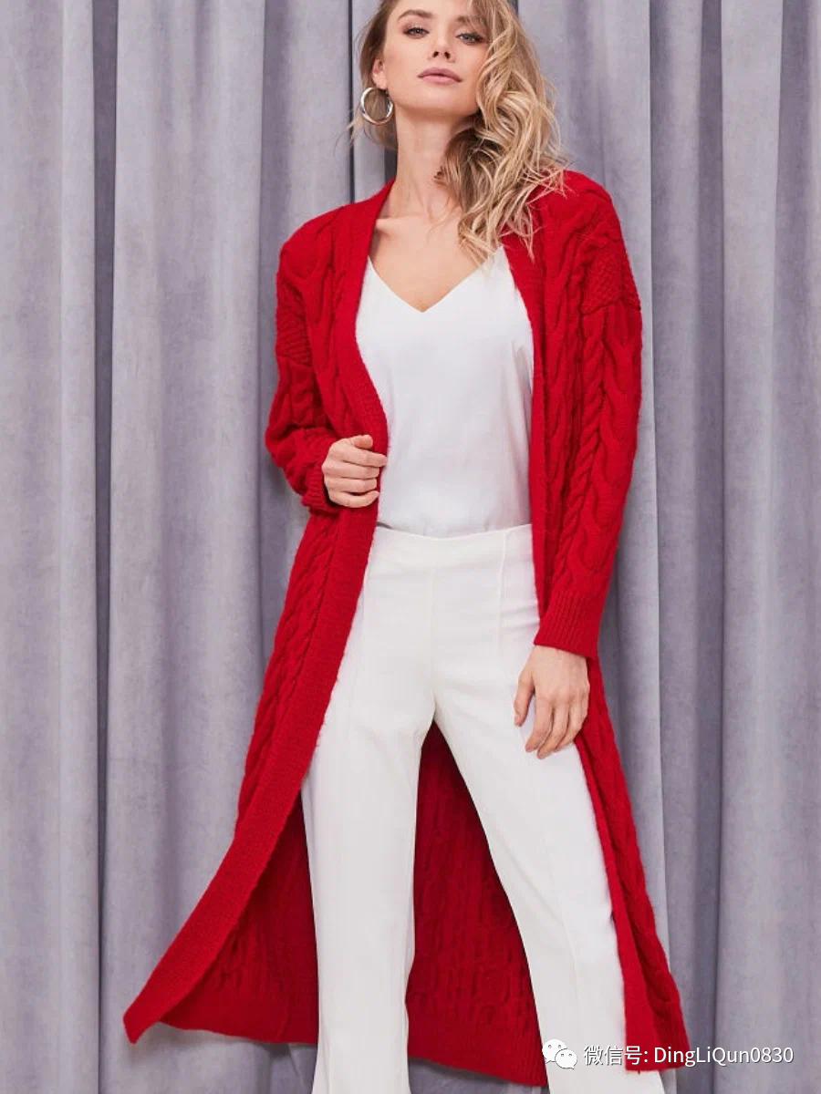 针织开衫中长款编织图,两种颜色的针织开衫编织教程