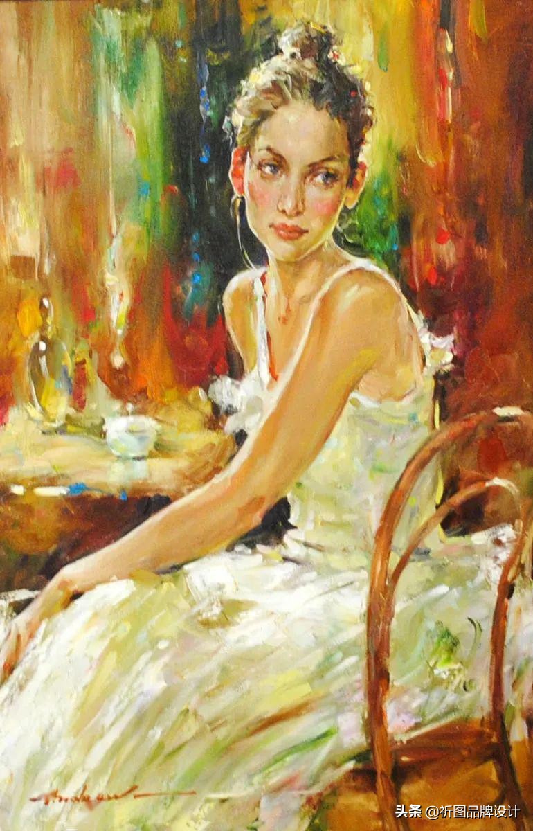 奔放狂野的舞者被安德鲁用画笔表现出来，腰窝突显的美背人体油画