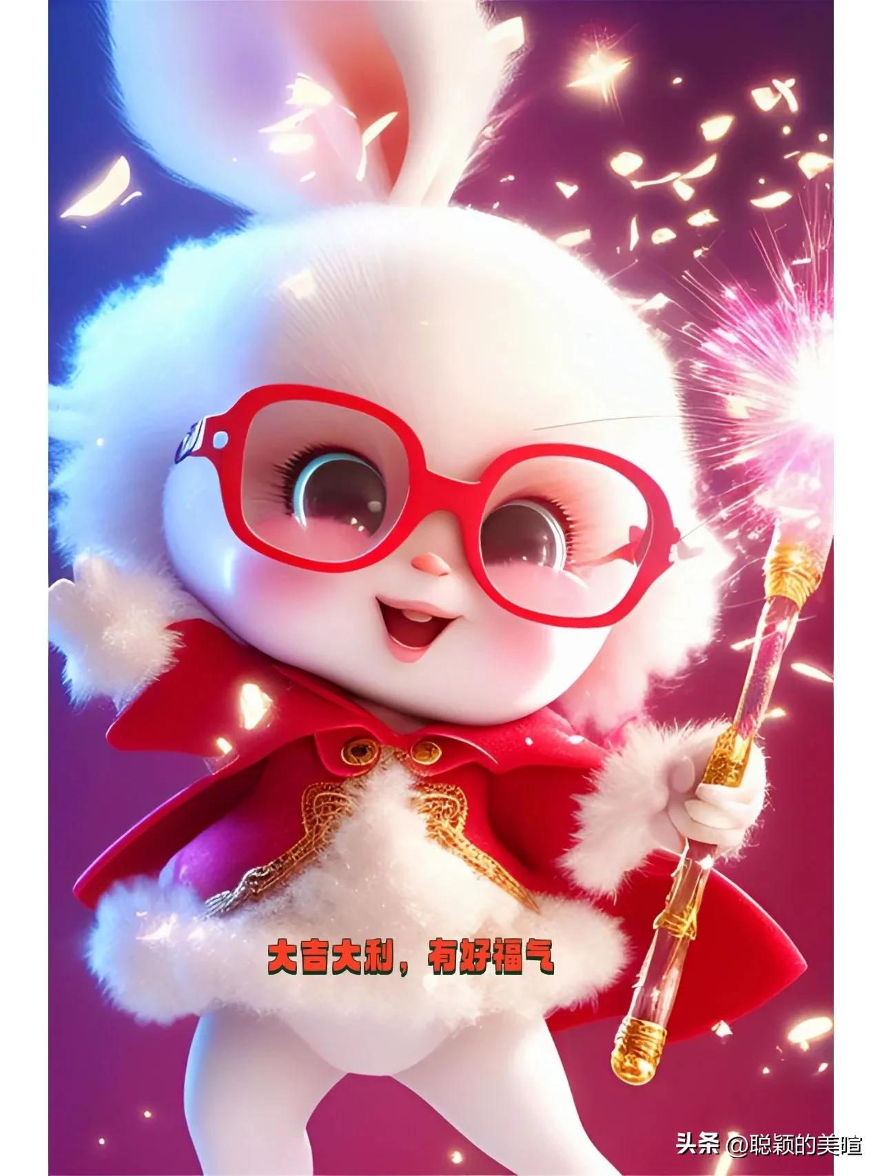 小兔子乖乖，把财门开开。福禄都进来，快乐又开怀。