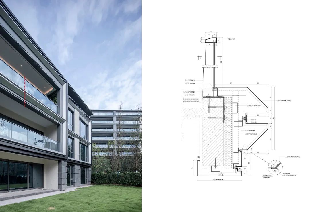 斜切转角楼梯立面施工图,建筑立面效果设计处理手法