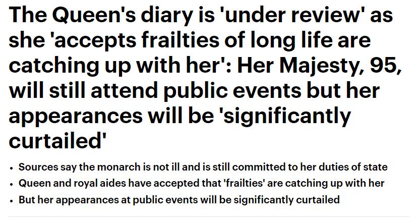 女王瘫痪20年突然下床行走,女王突然晕倒了