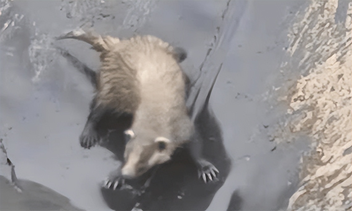 吉林延边出现传闻中的“猹”，下山觅食被困在垃圾池里，还挺凶猛