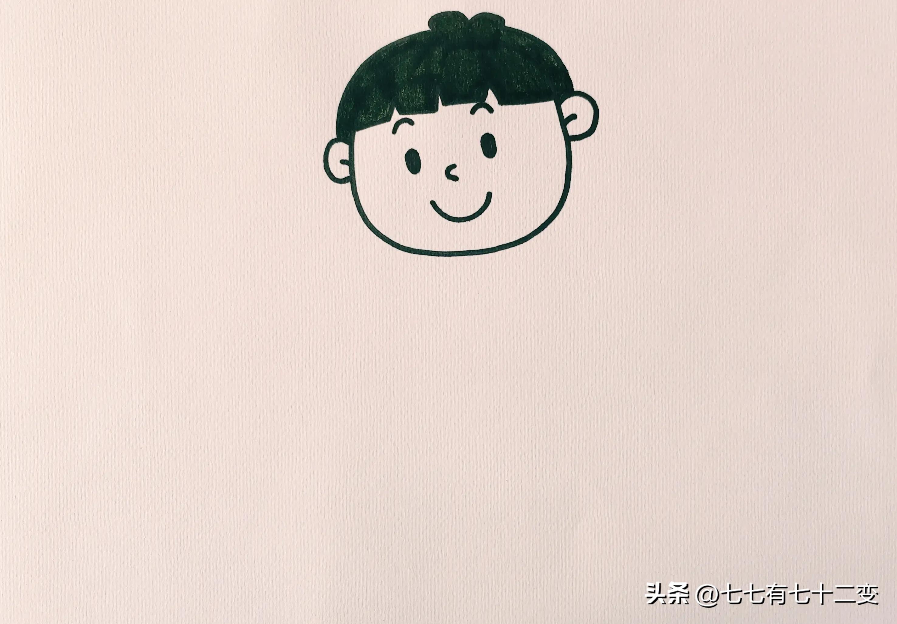 小男孩和篮球简笔画,小男孩在篮球场打篮球简笔画