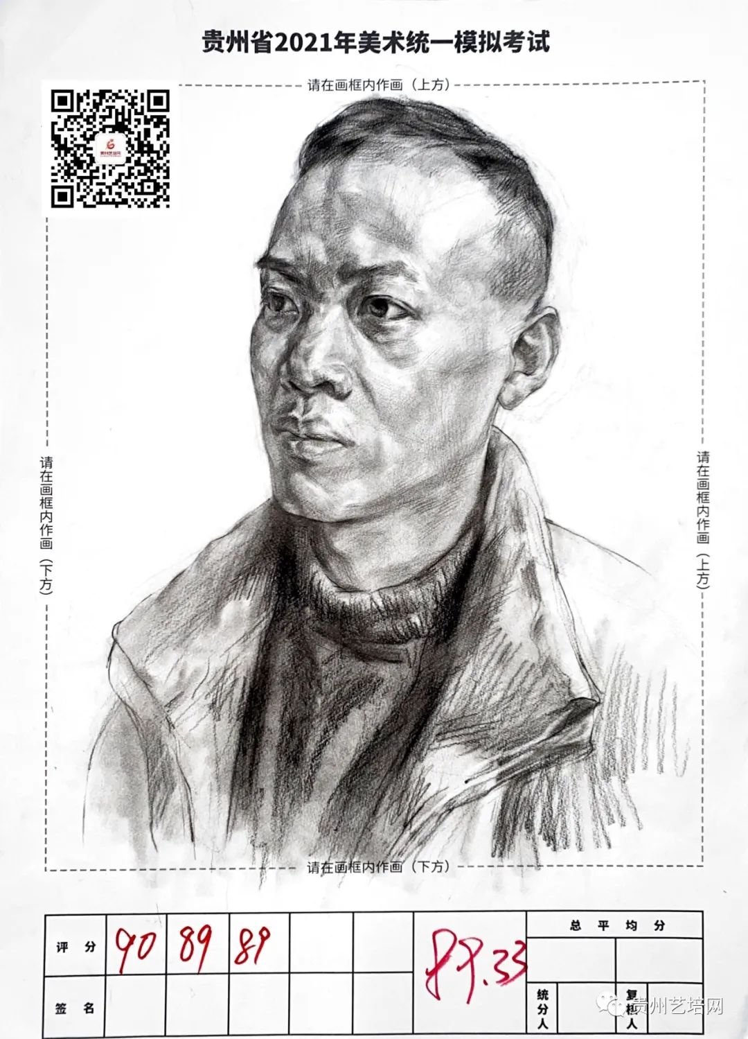 万人联考一模2024素描高分,一模静物素描高分卷