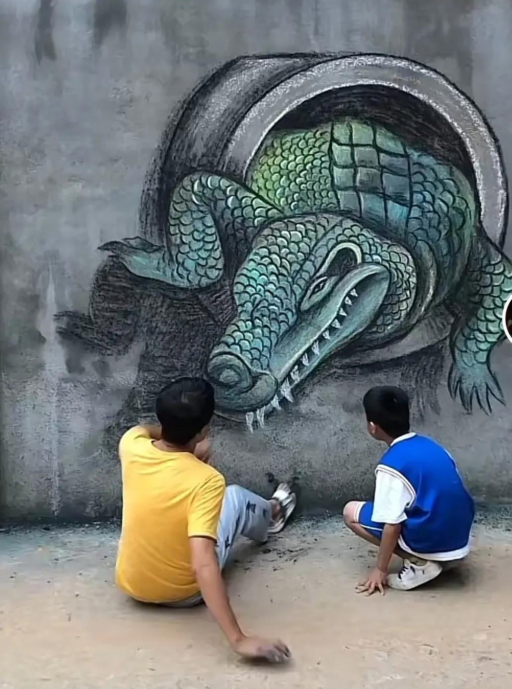 小伙画3d画太真实,民间画家3d画