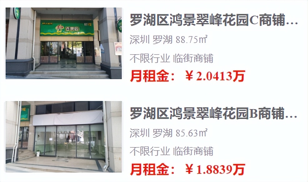 深圳商铺出租单价,深圳南山商铺出租价格
