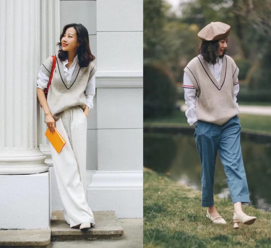 叠穿马甲长款针织可爱,秋季叠穿洋气马甲