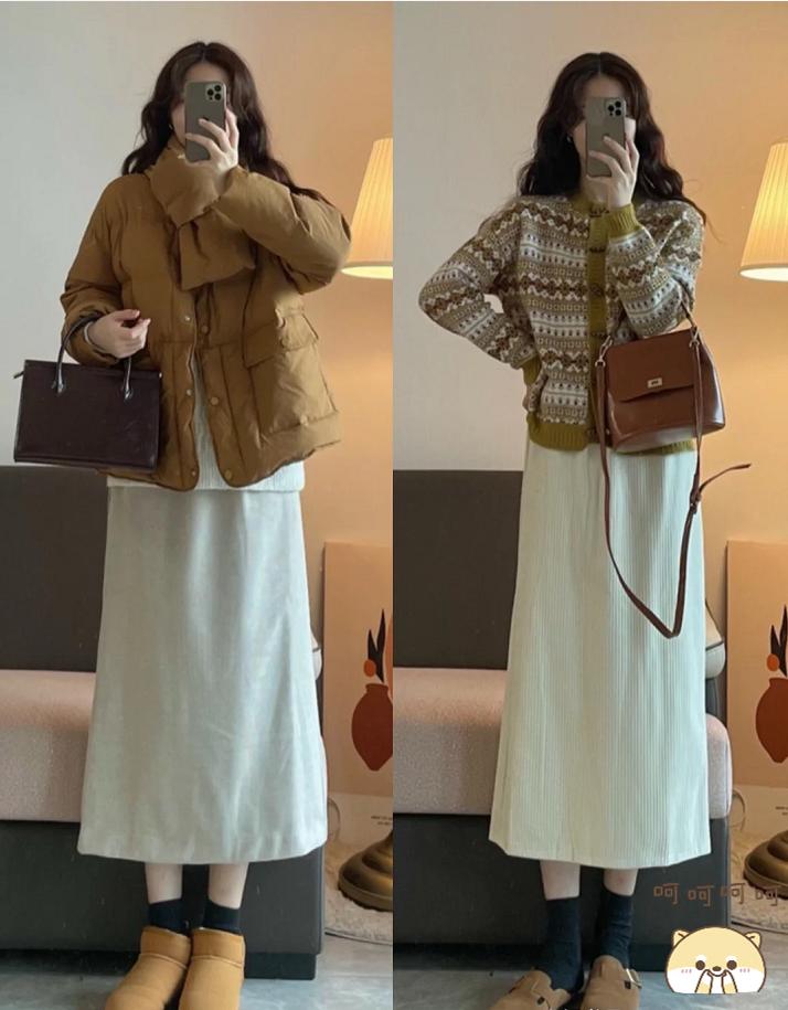 半身裙显瘦遮肚子小个子,冬天毛呢半身裙a字裙显瘦