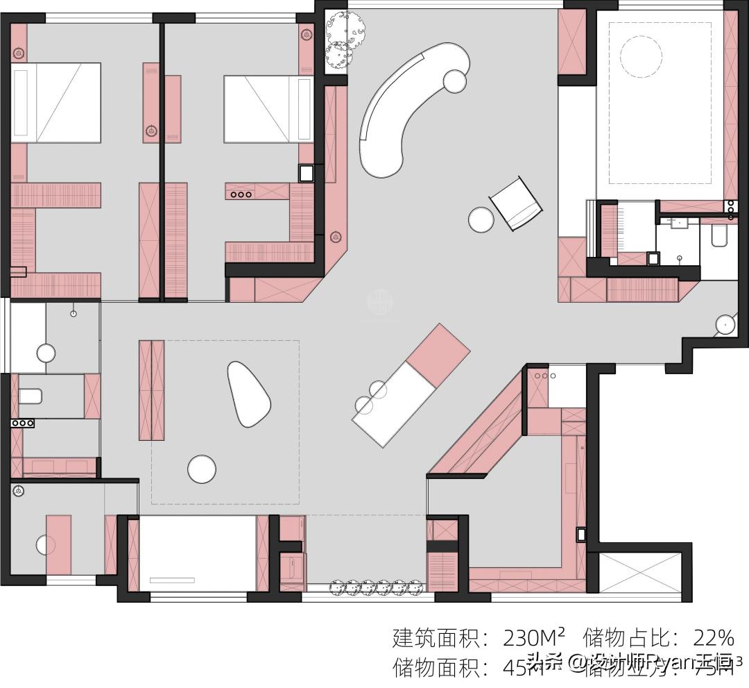 230㎡高质量亲子宅：拆掉一间房，打造超大陪伴式亲子空间