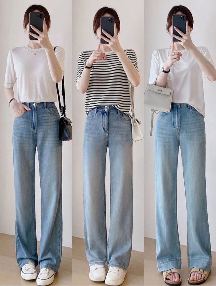 t恤配牛仔裤休闲简约,穿t恤搭配牛仔裤很时尚