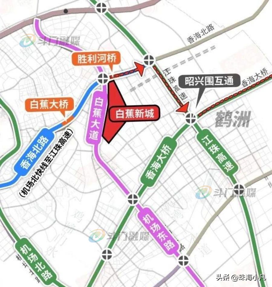 斗门白蕉至斗门鹤洲高铁站距离,斗门白蕉大桥至鹤洲高铁新城线路