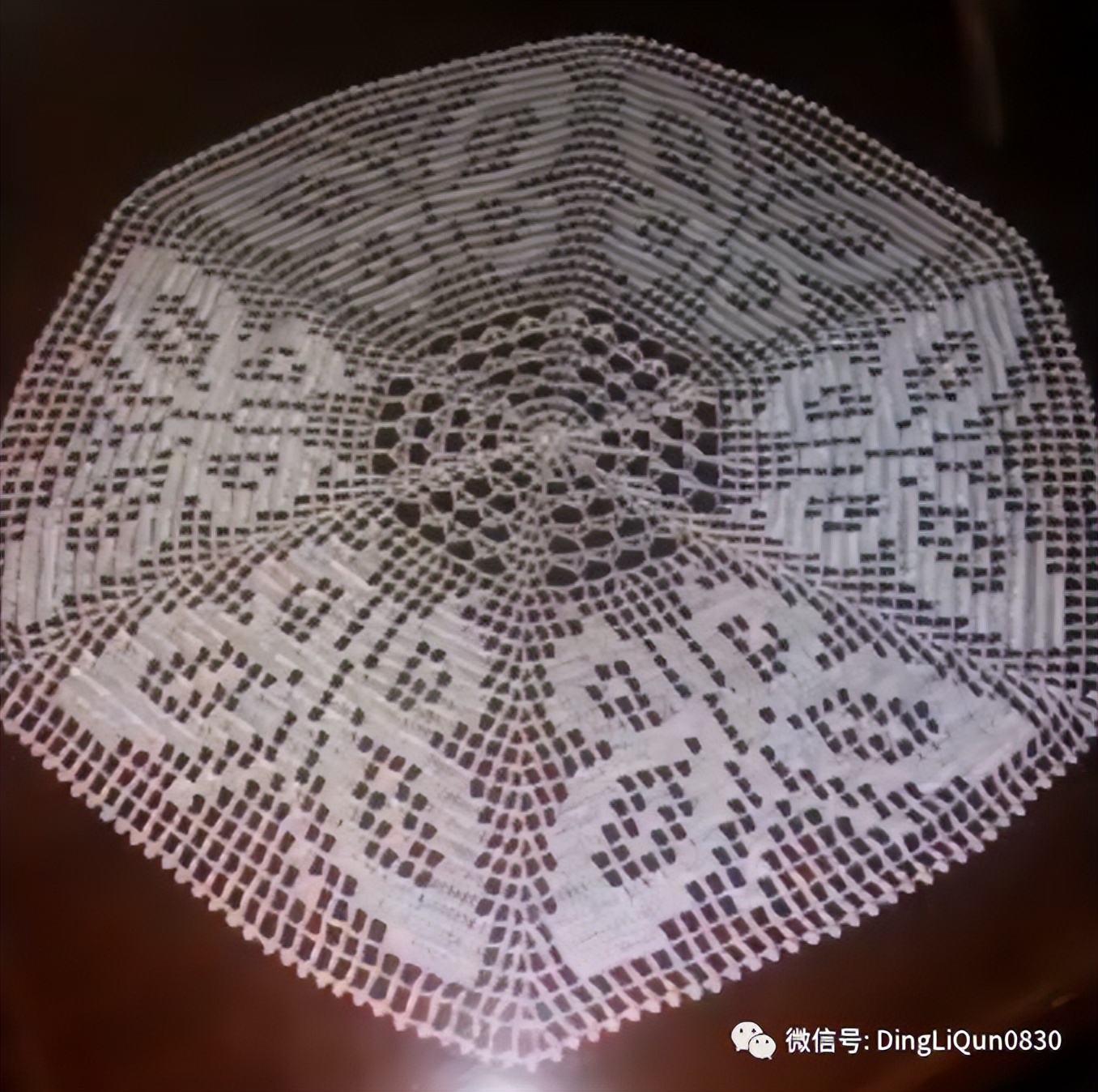 针织钩花小桌布,毛线编织钩花桌布图案