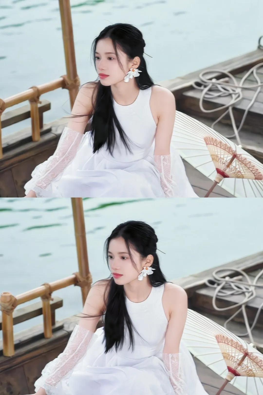 张婧仪披发公主头发型教程,张婧仪茉莉花图片