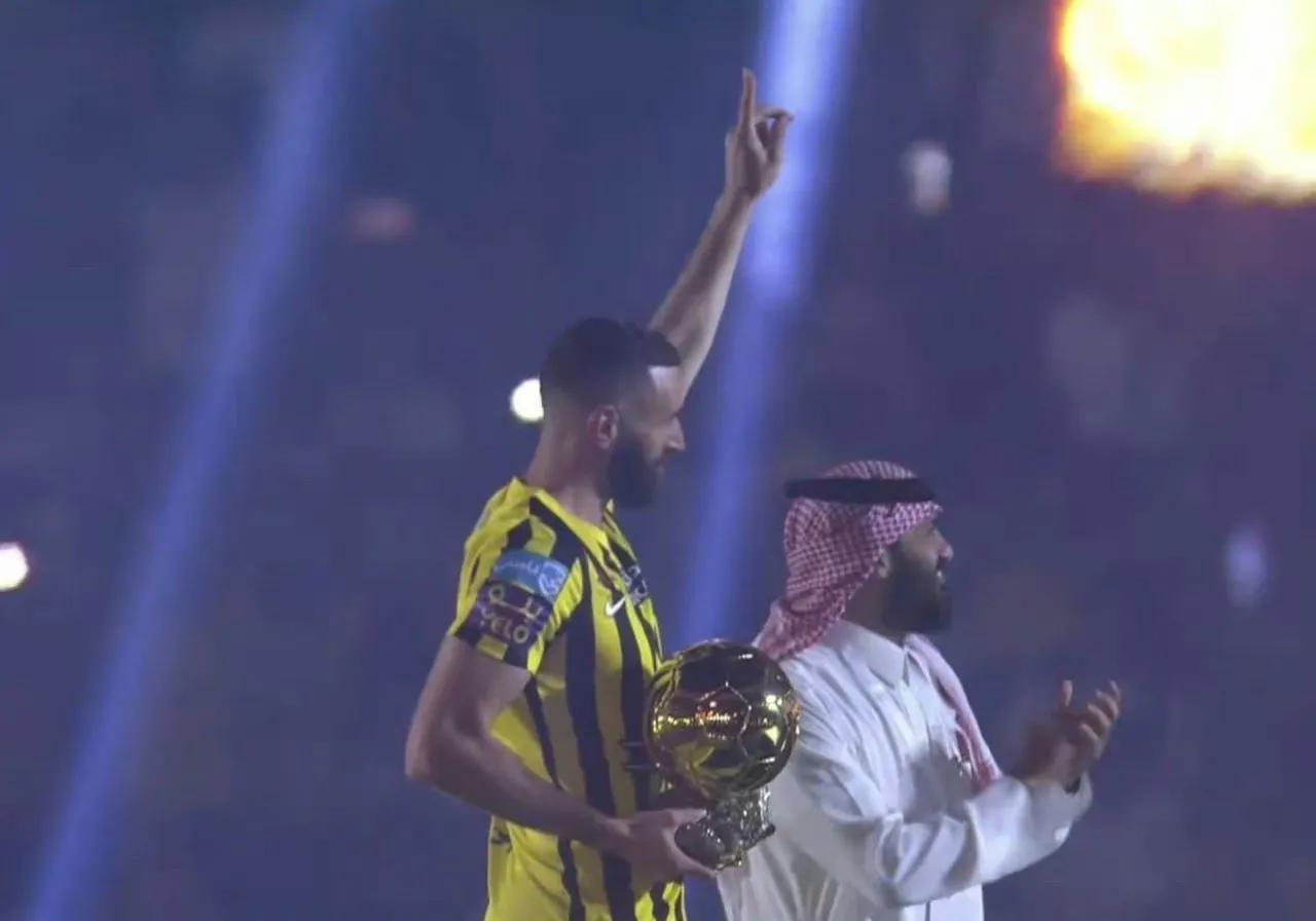 本泽马皇马首秀对阵吉达联合,本泽马金球奖票数