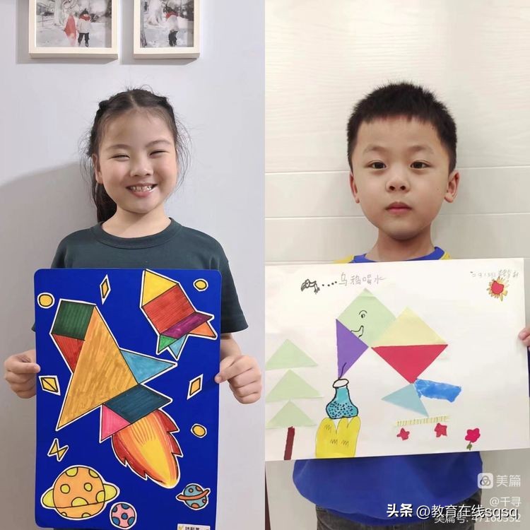 七巧板拼图美丽校园,七巧板拼贴画一年级