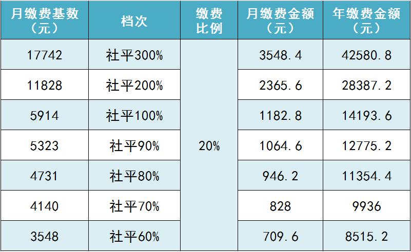太原灵活就业人员社保缴费标准表,2020年太原灵活就业社保缴费表