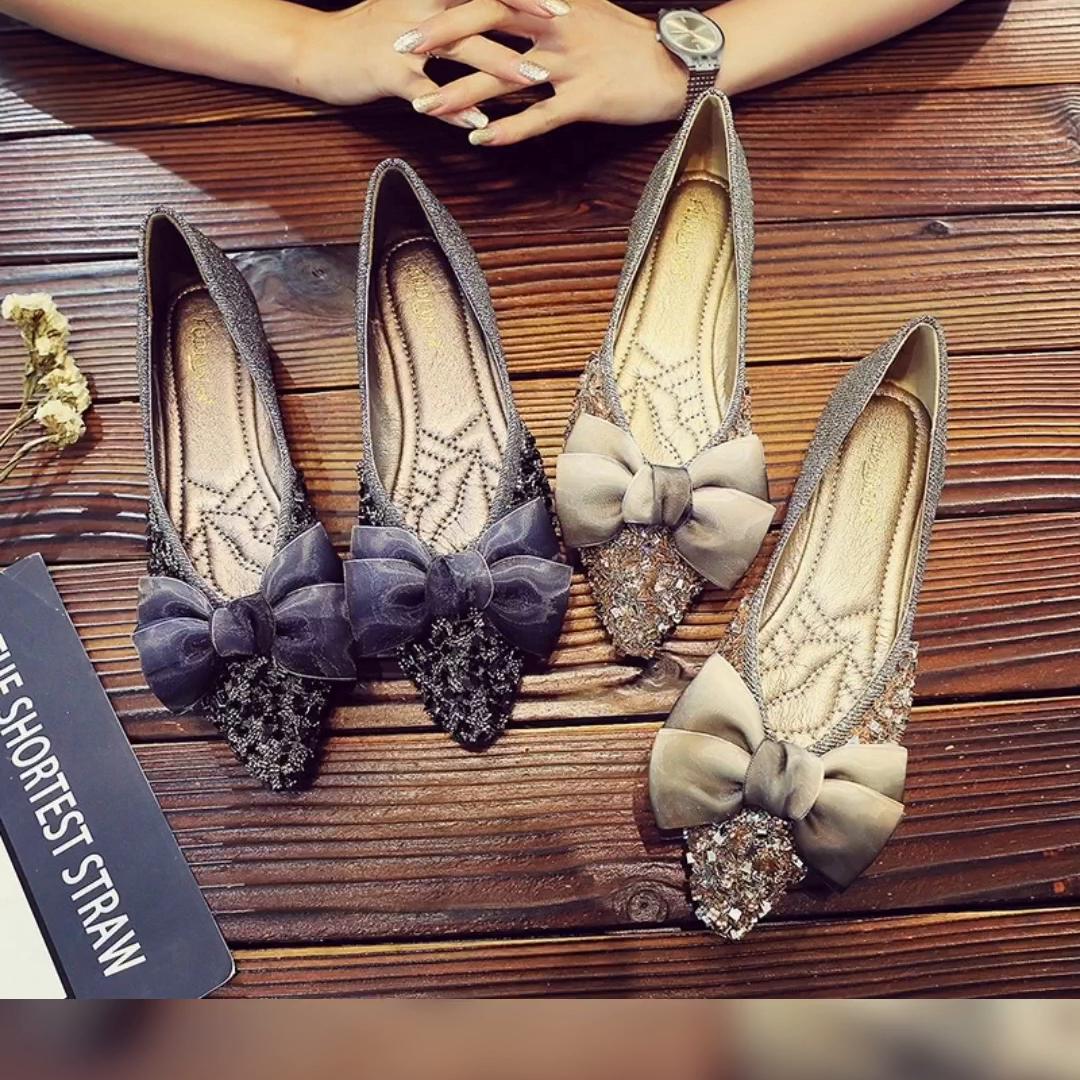 单鞋女平底尖头浅口瓢鞋,女士平底单鞋新款瓢鞋尖头