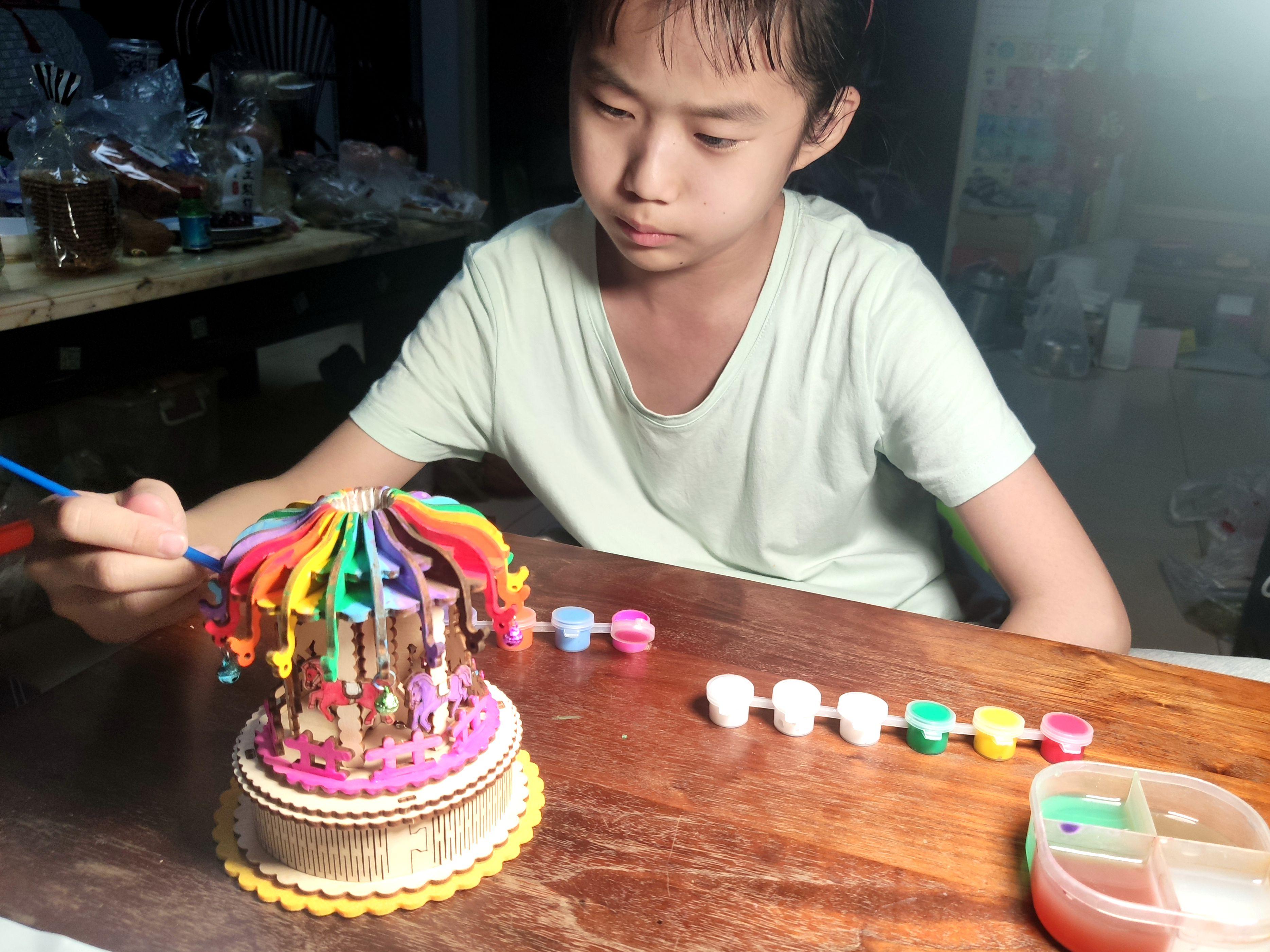 旋转木马八音盒简单,手工旋转木马八音盒