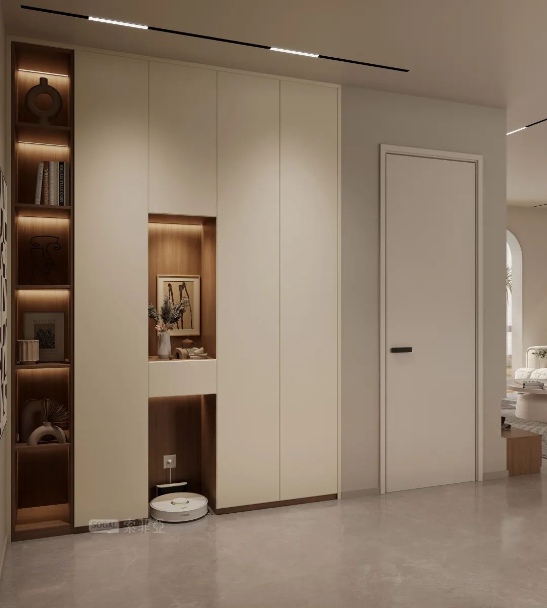 法式原木奶油风书房,奶油原木风格治愈系100平