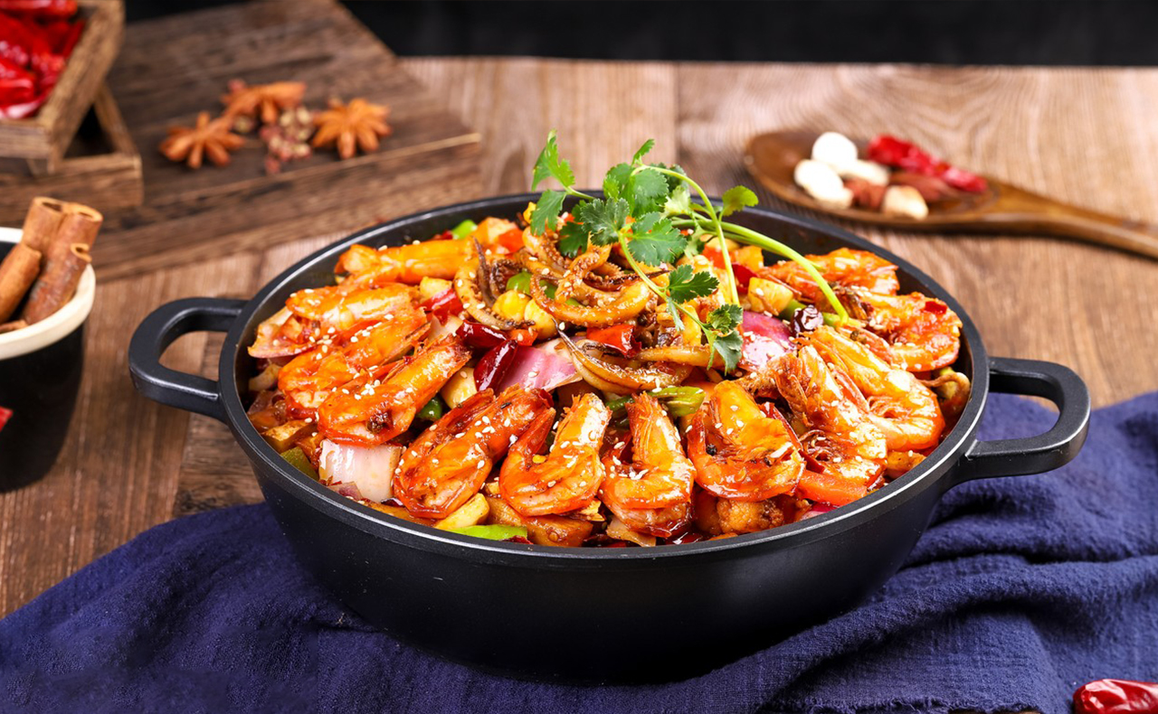 干锅虾系列火锅,干锅香辣虾餐饮品牌