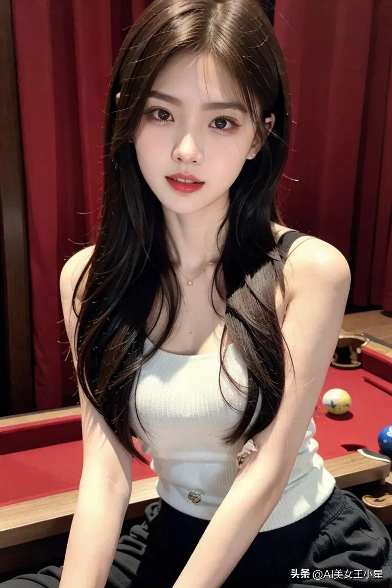 台球厅漂亮女孩,桌球的美丽女孩