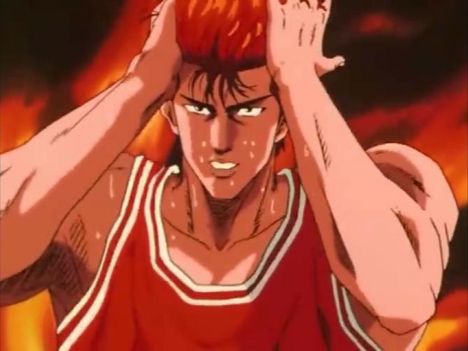 灌篮高手樱木花道扣到别人头上,灌篮高手樱木花道拿篮球扔流川枫