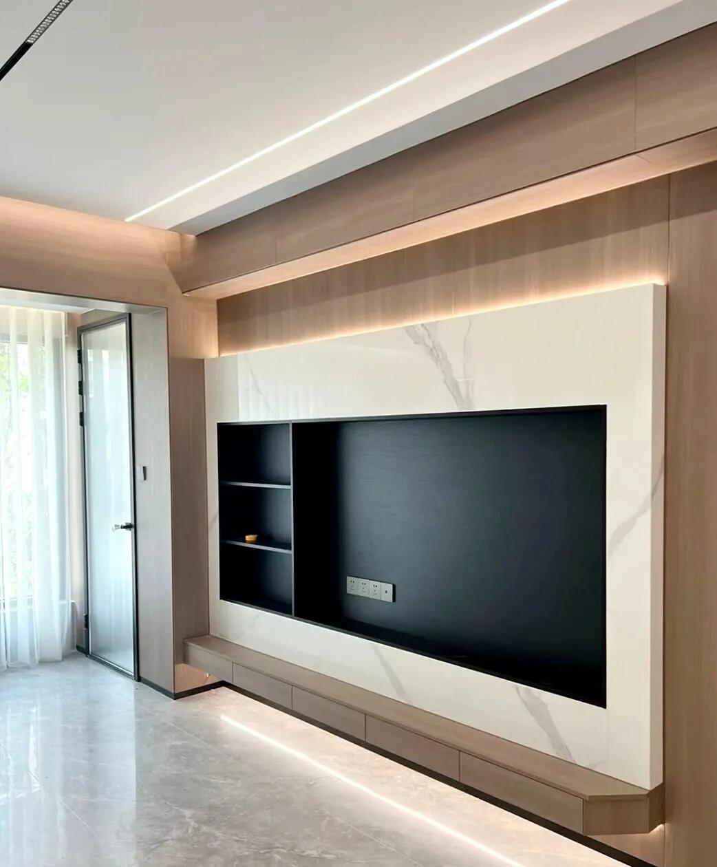 30款悬空背景墙,简约隐形门背景墙