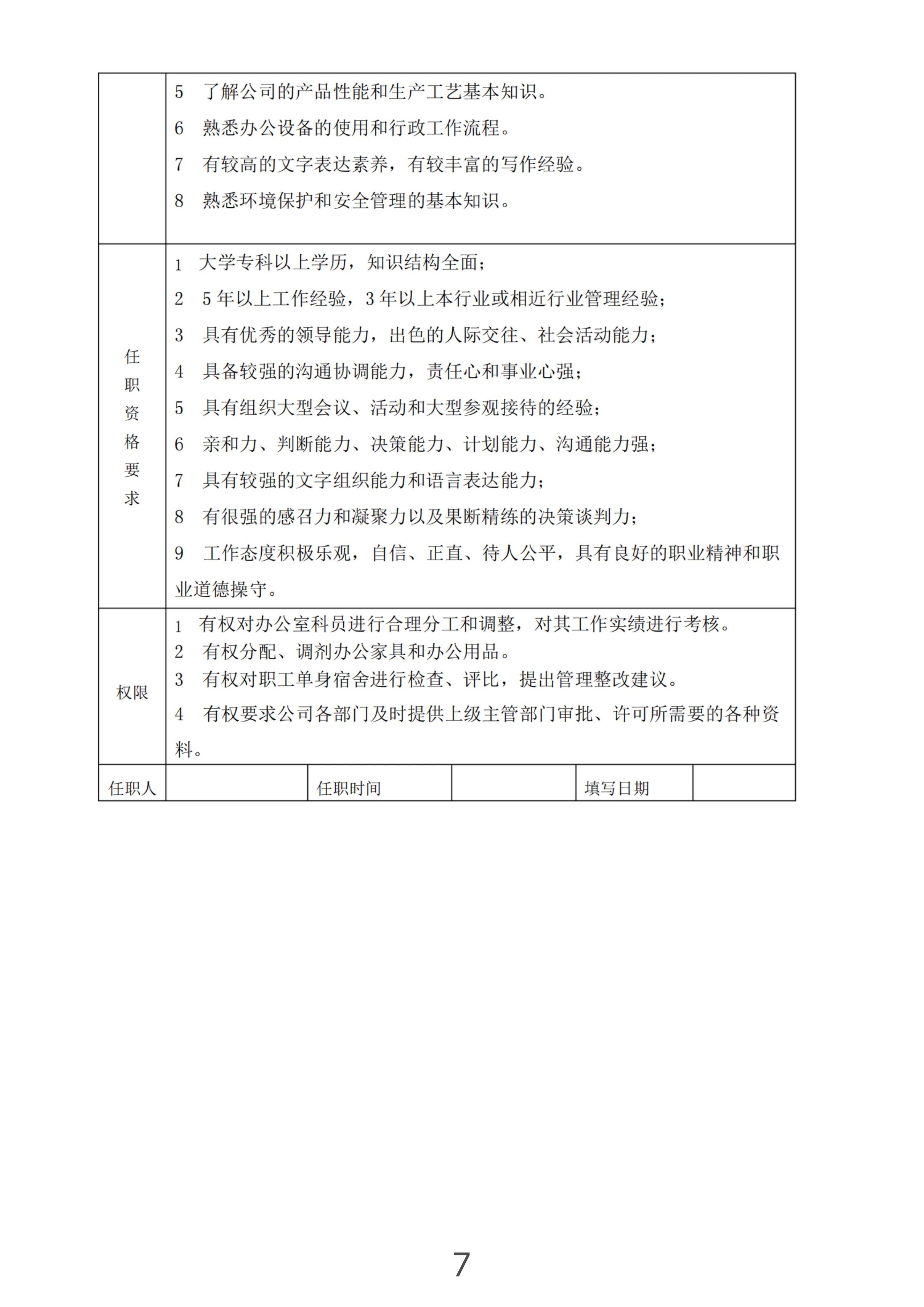 企业员工岗位职责和工作内容表单,公司经营管理岗位工作职责