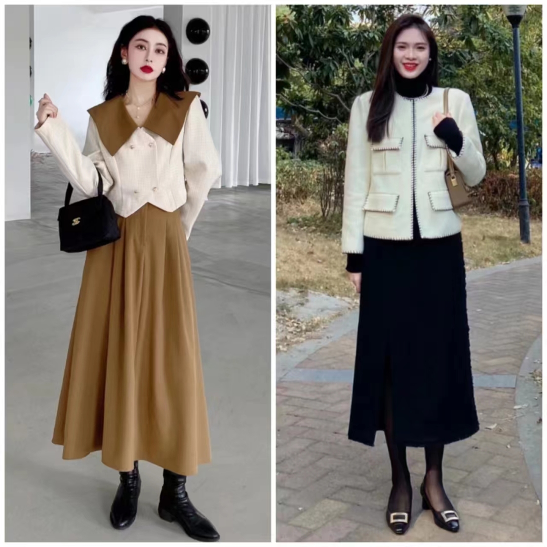 小香风半身裙怎么穿出高级感,小香风半身裙中长款搭配