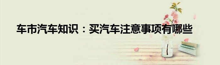 买汽车有哪些知识点和常识,买车了解一下汽车知识