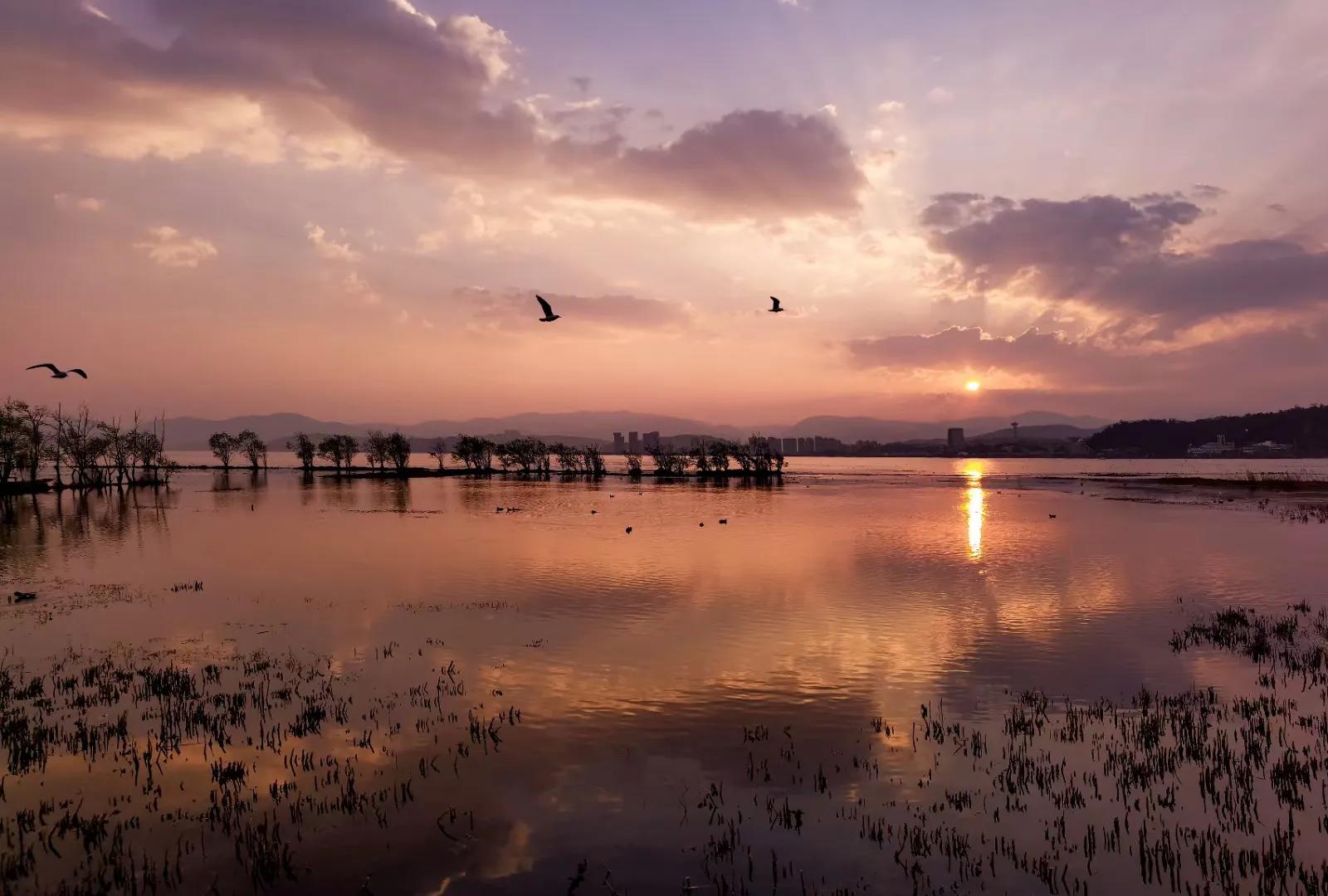 梦幻洱海白纱婚纱照,梦幻洱海