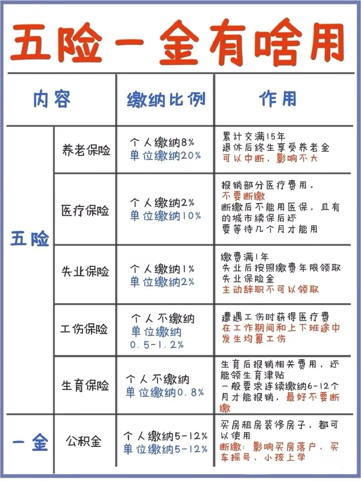 五险一金的缴纳比例,五险一金的作用短视频